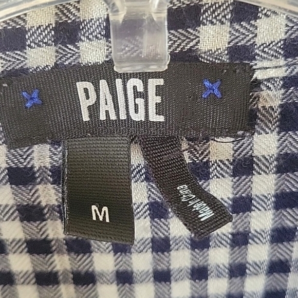 PAIGE Womens Mya Navy Gingham Plaid Shirt - Size Medium - Picture 5 of 6